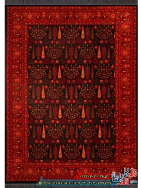 فرش سنتی 700 شانه طرح مهتا رنگ سرمه ای کاشان اصلی