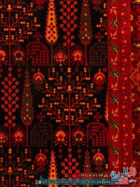 فرش سنتی 700 شانه طرح مهتا رنگ سرمه ای کاشان نزدیک