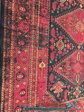 فرش سنتی 700 شانه طرح نیکی رنگ سرمه ای کاشان نزدیک