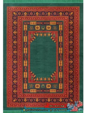 فرش سنتی 700 شانه طرح پاچیرا رنگ سبز کاشان اصلی