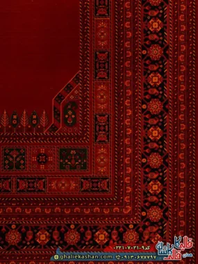 فرش سنتی 700 شانه طرح پاچیرا رنگ قرمز لاکی کاشان حاشیه