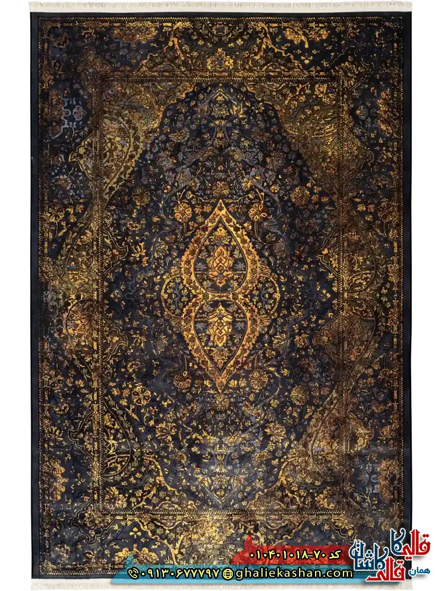 فرش سنتی وینتیج 1000 شانه طرح اشکی کرمان زمینه طوسی دودی کاشان اصلی