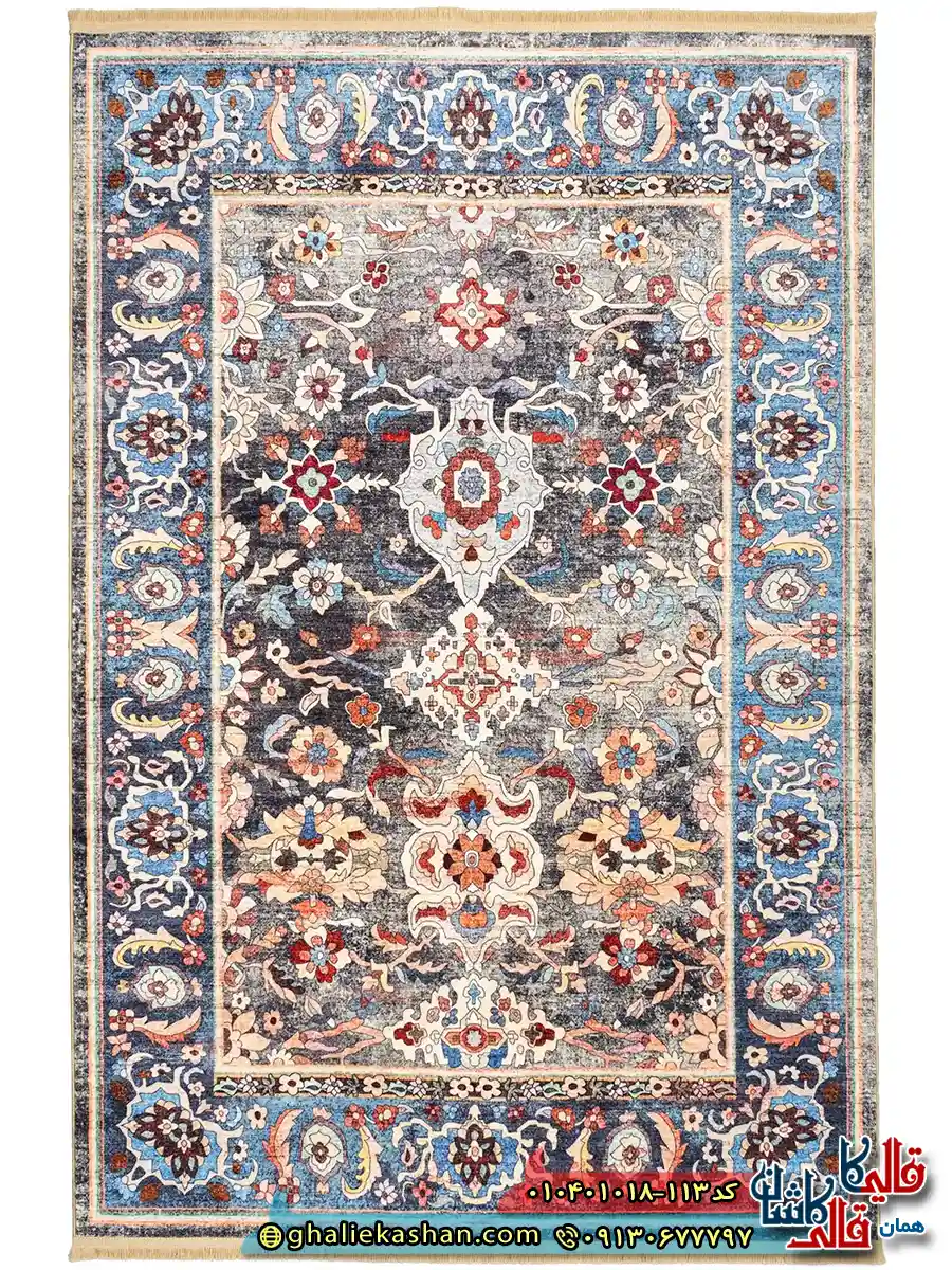 فرش سنتی وینتیج 1000 شانه طرح افشان واراز زمینه خاکستری کاشان اصلی فرش سنتی وینتیج 1000 شانه طرح افشان واراز زمینه خاکستری کاشان اصلی