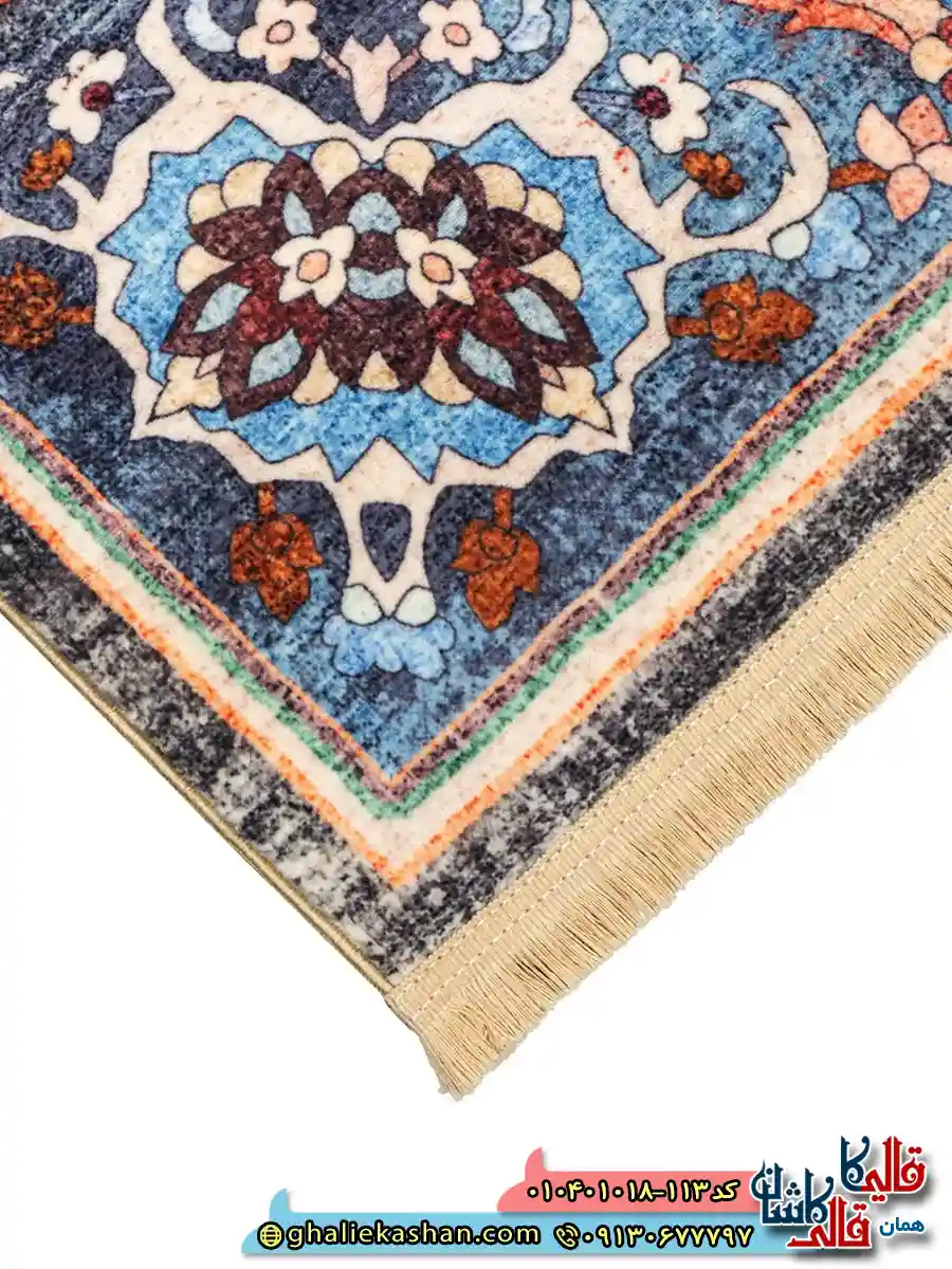 فرش سنتی وینتیج 1000 شانه طرح افشان واراز زمینه خاکستری کاشان نزدیک2