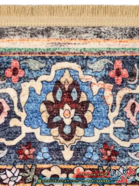 فرش سنتی وینتیج 1000 شانه طرح افشان واراز زمینه خاکستری کاشان نزدیک3