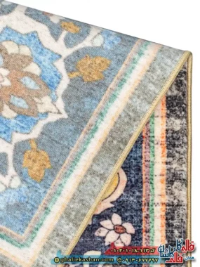 فرش سنتی وینتیج 1000 شانه طرح افشان واراز زمینه خاکستری کاشان نزدیک4