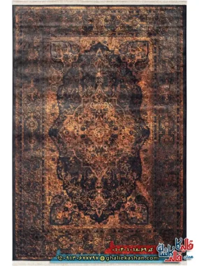 فرش سنتی وینتیج 1000 شانه طرح گوشواره زمینه قهوه ای دودی کاشان اصلی