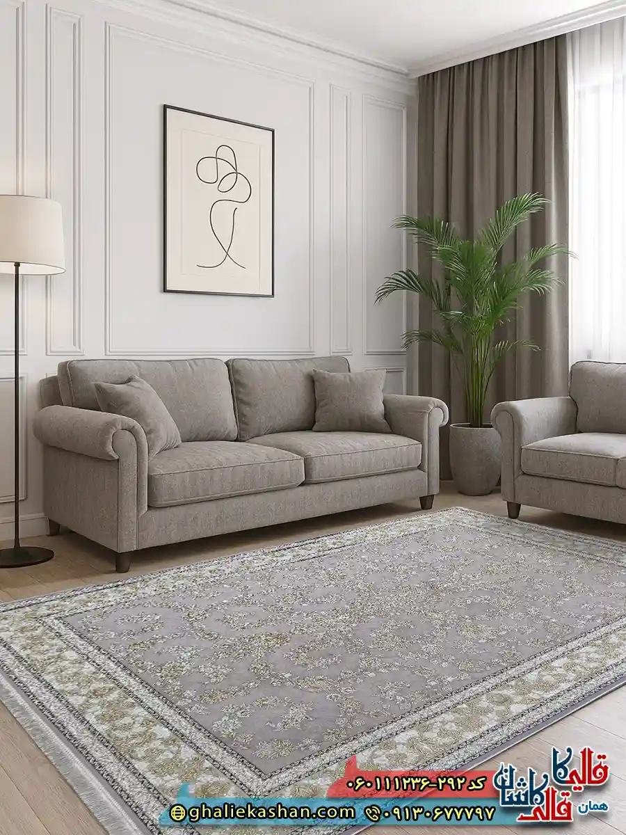 فرش طلاکوب 1200 شانه طرح افشان دلکش رنگ طوسی یاسی گل برجسته کاشان دکوراسیون فرش طلاکوب 1200 شانه طرح افشان دلکش رنگ طوسی یاسی گل برجسته کاشان دکوراسیون