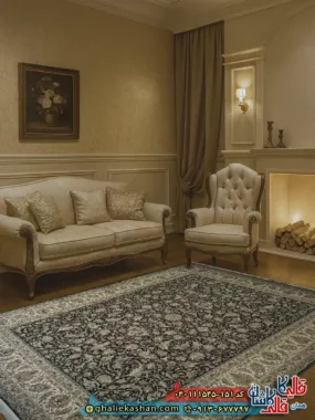 فرش طلاکوب 1500 شانه طرح افشان درباری رنگ طوسی دودی کاشان