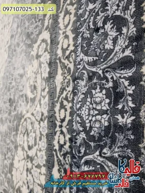 فرش طلاکوب وینتیج 700 شانه طرح ورسای زمینه طوسی نقره ای کاشان نزدیک