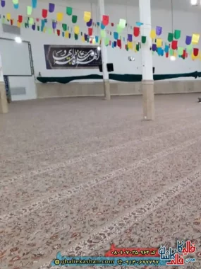 فرش مسجد 700 شانه طرح تشریفات افشان رنگ فیلی کاشان