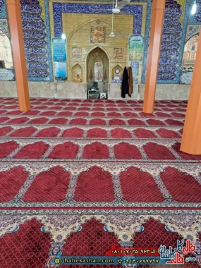 فرش مسجد 700 شانه کاشان طرح عرش رنگ قرمز