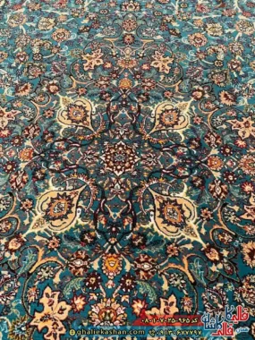 فرش نماز 700 شانه طرح بشارت رنگ آبی فیروزه ای کاشان نزدیک
