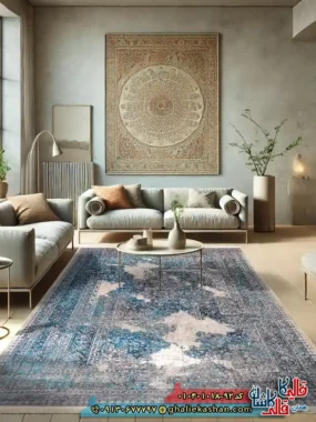 فرش وینتیج 1000 شانه طرح مهراوه چهل بند زمینه قهوه ای خاکی کاشان