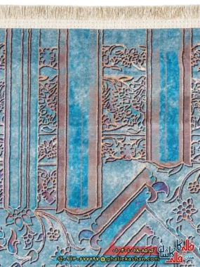 فرش وینتیج 1000 شانه طرح نو نقش دریسا زمینه سبز خزه ای کاشان نزدیک