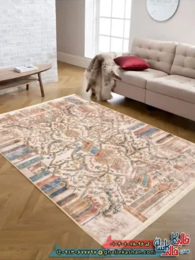 فرش وینتیج 1000 شانه طرح نونقش هما زمینه کرم کاشان