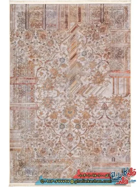 فرش وینتیج 1000 شانه طرح نونقش دریسا زمینه قهوه ای نسکافه ای کاشان اصلی