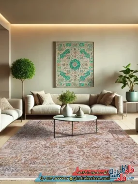 فرش وینتیج 1000 شانه طرح نونقش دریسا زمینه قهوه ای نسکافه ای کاشان