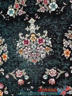 فرش وینتیج 700 شانه طرح افشان آریسا رنگ سرمه ای کاشان نزدیک