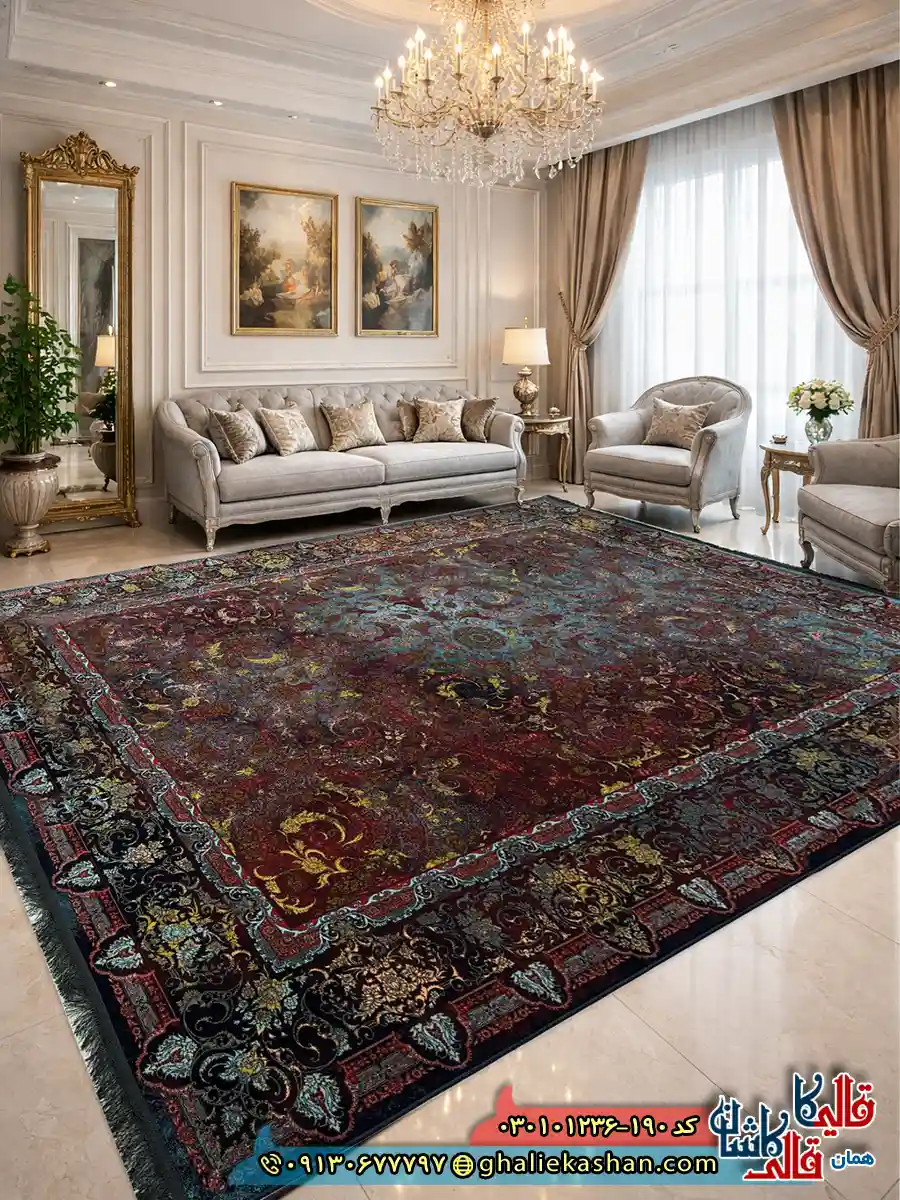 فرش وینتیج 1200 شانه طرح افشان رانا رنگ سرمه ای کاشان دکوراسیون فرش وینتیج 1200 شانه طرح افشان رانا رنگ سرمه ای کاشان دکوراسیون