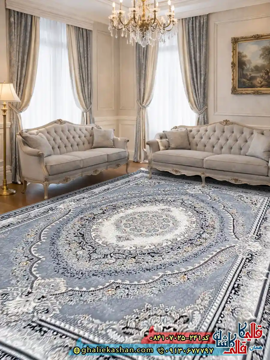 فرش 700 شانه طرح ارمغان رنگ طوسی دودی کاشان دکوراسیون فرش 700 شانه طرح ارمغان رنگ طوسی دودی کاشان دکوراسیون