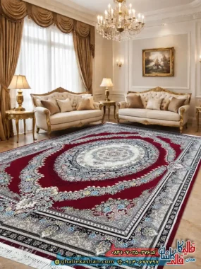 فرش 700 شانه طرح ارمغان رنگ قرمز روناسی کاشان