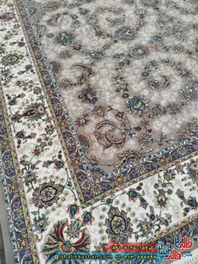 فرش 700 شانه طرح افشان ماهرو رنگ طوسی فیلی کاشان نزدیک