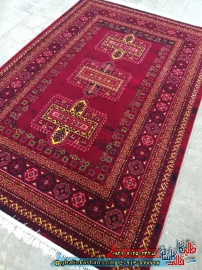 فرش سنتی 700 شانه طرح توماج رنگ قرمز روناسی کاشان اصلی