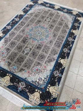 فرش 700 شانه طرح رومیسا رنگ طوسی فیلی کاشان اصلی