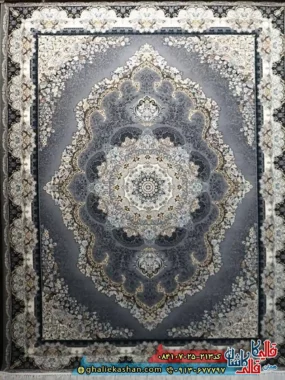 فرش ‌‌‌‌700 ‌‌‌‌شانه ‌‌‌‌طرح ‌‌‌‌ساغر ‌‌‌‌رنگ ‌‌‌‌طوسی ‌‌‌‌دودی ‌‌‌‌کاشان ‌‌‌‌اصلی