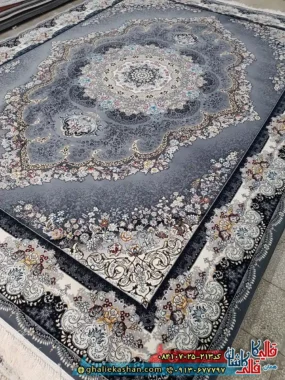 فرش ‌‌‌‌700 ‌‌‌‌شانه ‌‌‌‌طرح ‌‌‌‌ساغر ‌‌‌‌رنگ ‌‌‌‌طوسی ‌‌‌‌دودی ‌‌‌‌کاشان ‌‌‌‌زمینه ‌‌‌‌2
