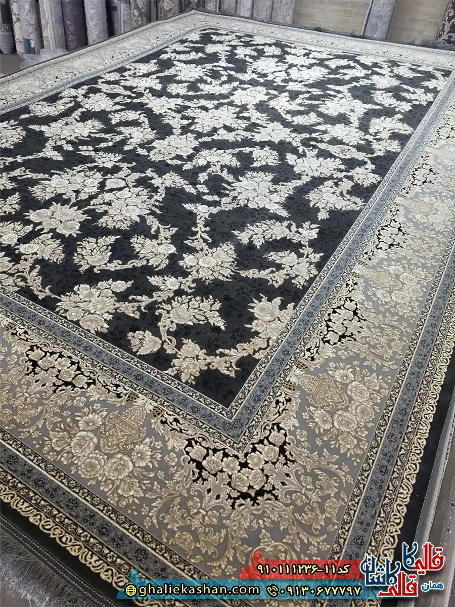 فرش طلاکوب 1200 شانه طرح افشان صفا رنگ طوسی دودی گل برجسته کاشان اصلی فرش طلاکوب 1200 شانه طرح افشان صفا رنگ طوسی دودی گل برجسته کاشان اصلی