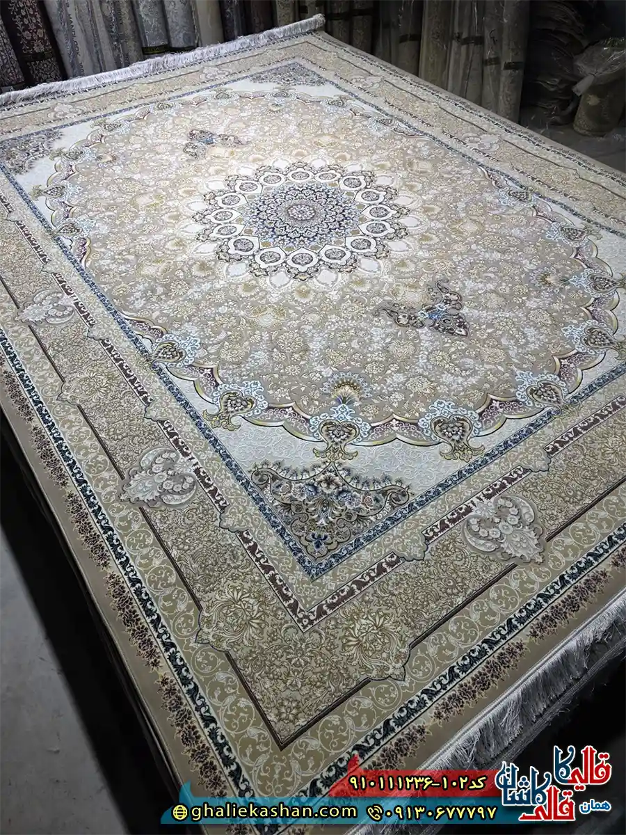فرش طلاکوب 1200 شانه طرح سلطان رنگ نسکافه ای قهوه ای گل برجسته کاشان اصلی فرش طلاکوب 1200 شانه طرح سلطان رنگ نسکافه ای قهوه ای گل برجسته کاشان اصلی