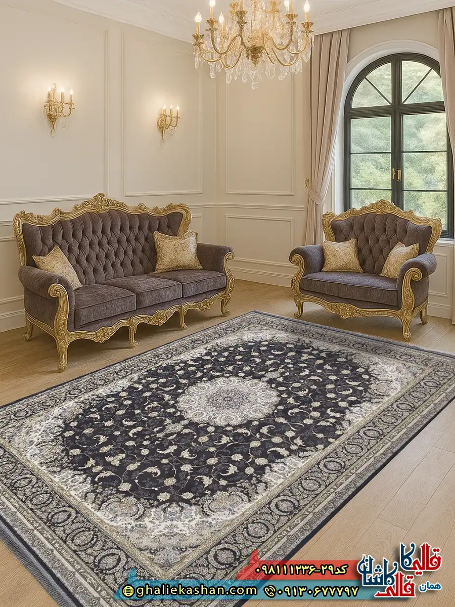 فرش طلاکوب 1200 شانه طرح نادیا رنگ طوسی دودی گل برجسته کاشان دکوراسیون فرش طلاکوب 1200 شانه طرح نادیا رنگ طوسی دودی گل برجسته کاشان دکوراسیون