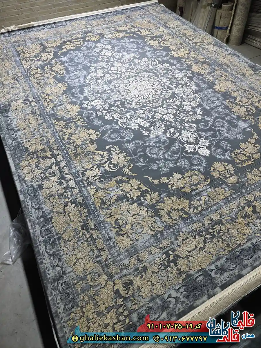 فرش طلاکوب وینتیج 700 شانه طرح اساطیر رنگ طوسی کاشان اصلی فرش طلاکوب وینتیج 700 شانه طرح اساطیر رنگ طوسی کاشان اصلی