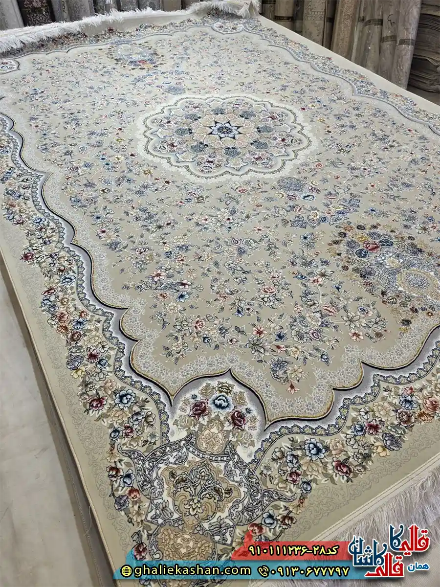 فرش کلاسیک 1200 شانه طرح افشان آتوسا رنگ بژ گل برجسته کاشان اصلی فرش کلاسیک 1200 شانه طرح افشان آتوسا رنگ بژ گل برجسته کاشان اصلی