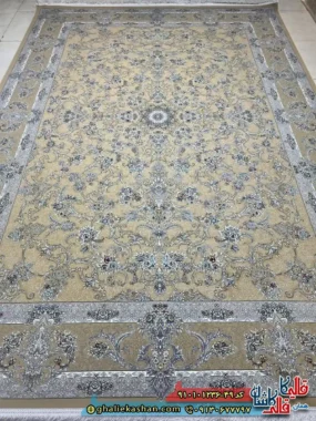 فرش کلاسیک 1200 شانه طرح افشان دایان رنگ قهوه ای نسکافه ای کاشان اصلی