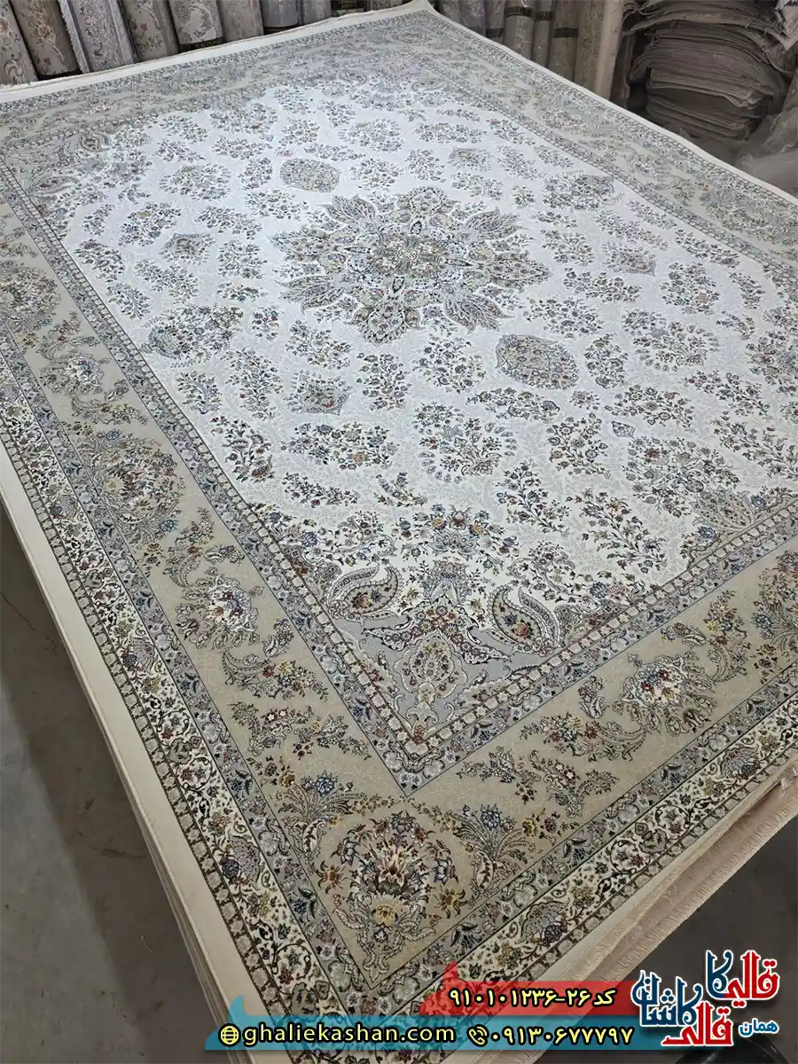 فرش کلاسیک 1200 شانه طرح شهداد رنگ کرم کاشان اصلی فرش کلاسیک 1200 شانه طرح شهداد رنگ کرم کاشان اصلی