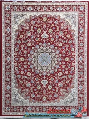 فرش کلاسیک 700 شانه طرح اصفهان رنگ قرمز کاشان اصلی
