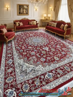 فرش کلاسیک 700 شانه طرح اصفهان رنگ قرمز کاشان