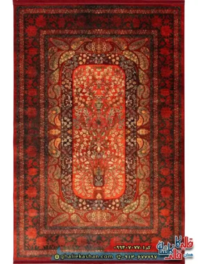 فرش کلاسیک سنتی 700 شانه طرح تارلا رنگ قرمز لاکی کاشان اصلی