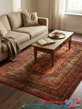 فرش کلاسیک سنتی 700 شانه طرح تارلا رنگ قرمز لاکی کاشان – یک جفت 9 متری