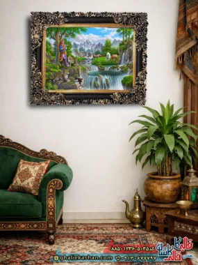 تابلو فرش منظره ماشینی طرح جنگل 5045