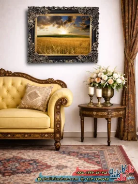 تابلو فرش منظره ماشینی طرح گندم زار 5207