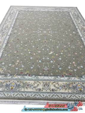 فرش 1500 شانه طرح افشان ارغوان رنگ قهوه ای نسکافه ای کاشان اصلی
