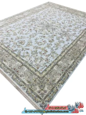 فرش 1500 شانه طرح افشان شهرزاد رنگ الماسی کاشان اصلی