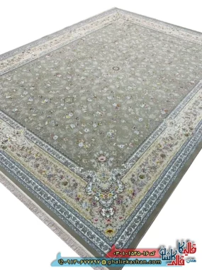 فرش 1500 شانه طرح افشان پروانه رنگ قهوه ای نسکافه ای کاشان اصلی