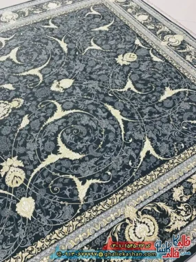 فرش 1500 شانه طرح افشان ژیوا رنگ طوسی دودی کاشان زمینه