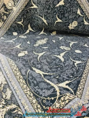 فرش 1500 شانه طرح افشان ژیوا رنگ طوسی دودی کاشان نزدیک