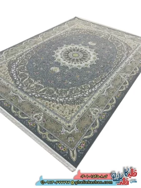فرش 1500 شانه طرح ایلار رنگ طوسی کاشان اصلی